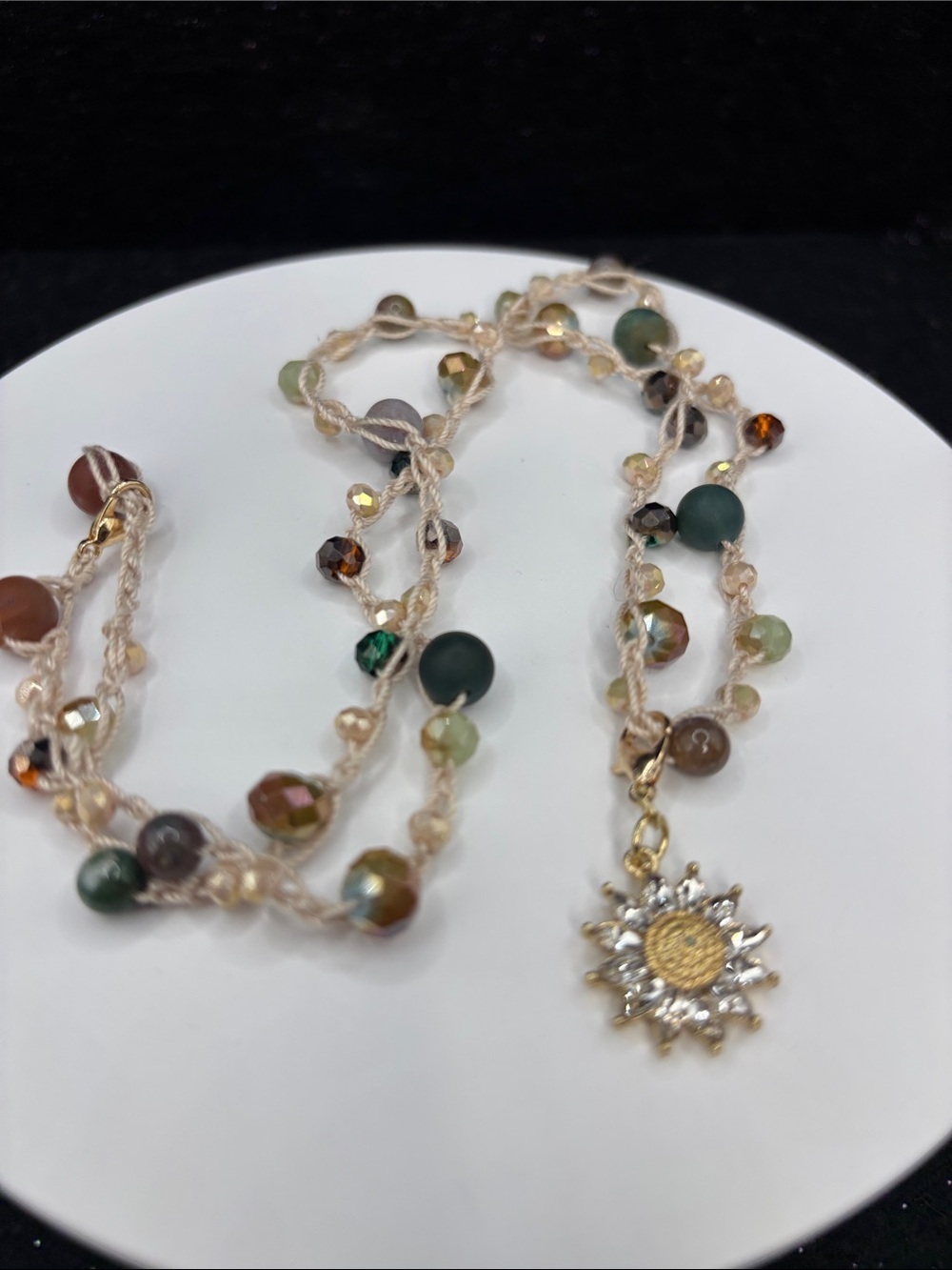 Earthy Beaded Crochet Necklace - Picture 5 of 6